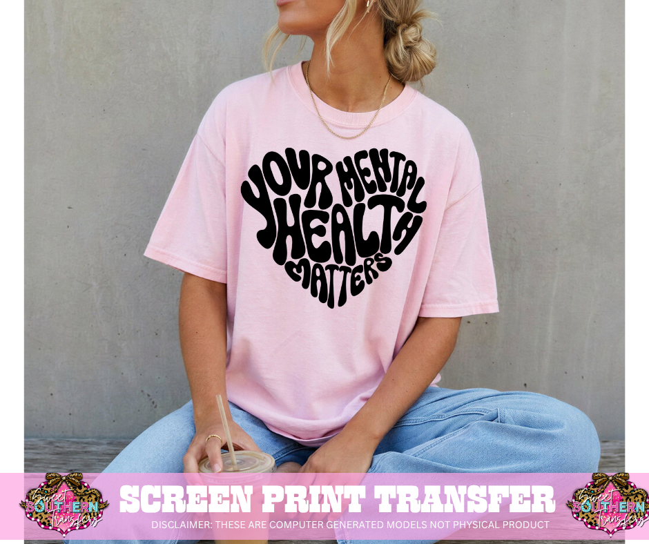 SINGLE COLOR SCREEN PRINT - MENTAL HEALTH HEART