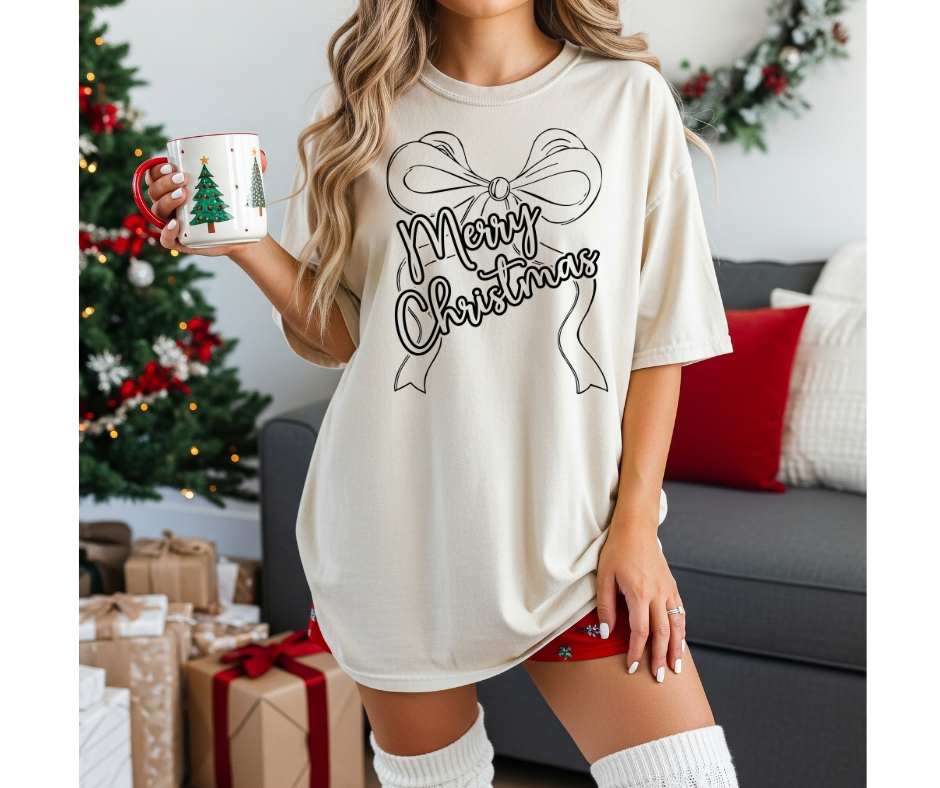 SINGLE COLOR SCREEN PRINT - MERRY CHRISTMAS BOW