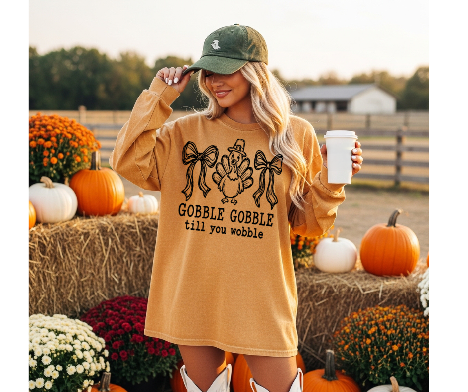 SINGLE COLOR SCREEN PRINT - GOBBLE GOBBLE TIL YOU WOBBLE