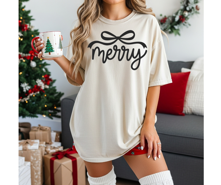 SINGLE COLOR SCREEN PRINT - MERRY BOW