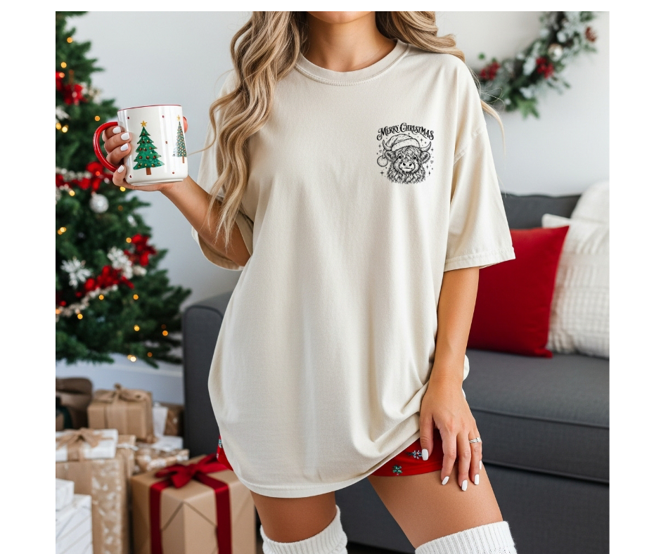 SINGLE COLOR SCREEN PRINT - MERRY CHRISTMAS COW