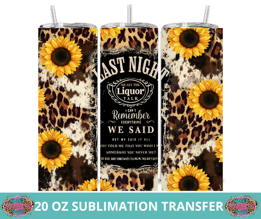 20 OZ SUBLIMATION TUMBLER WRAP -  LAST NIGHT SUNFLOWER