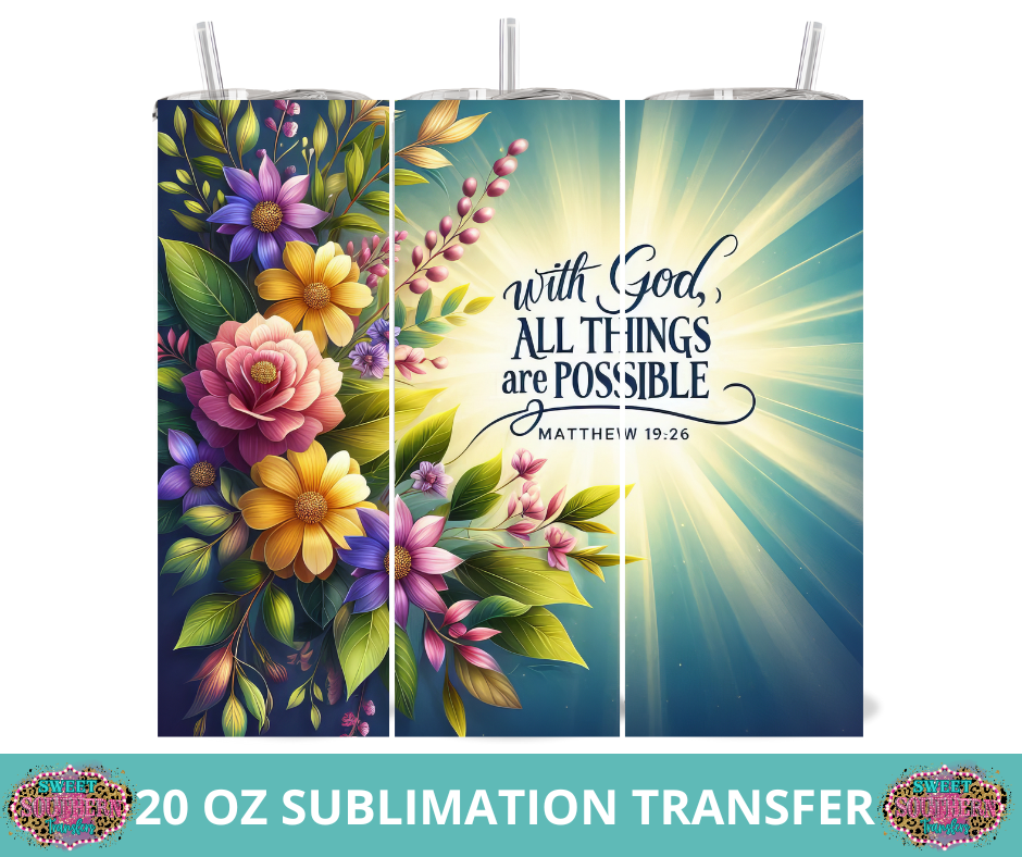 20 OZ SUBLIMATION TUMBLER WRAP - ALL THINGS POSSIBLE