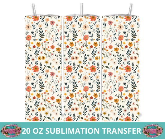 20 OZ SUBLIMATION TUMBLER WRAP -  DAINTY WILDFLOWERS