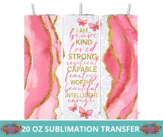 20 OZ SUBLIMATION TUMBLER WRAP -  I AM BRAVE