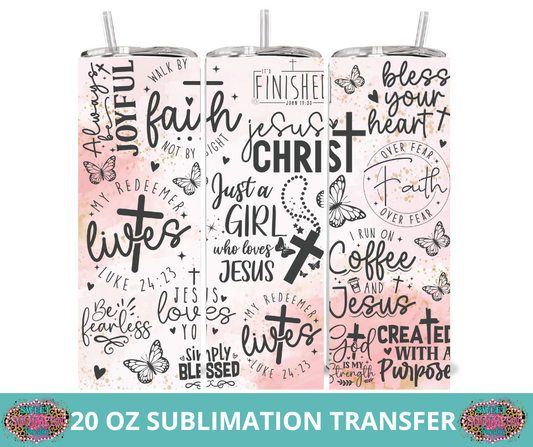 20 OZ SUBLIMATION TUMBLER WRAP -  BIBLE VERSES