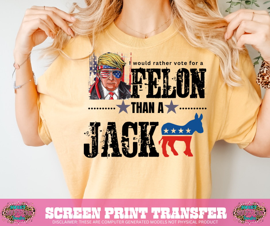 FULL COLOR SCREEN PRINT - I WOULD RATHER VOTE FOR A FELON