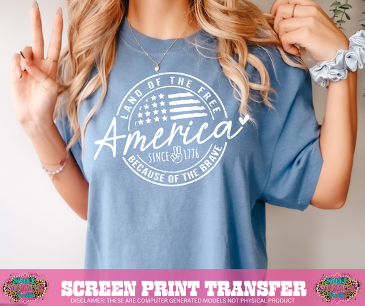 SINGLE COLOR SCREEN PRINT   - LAND OF THE FREE