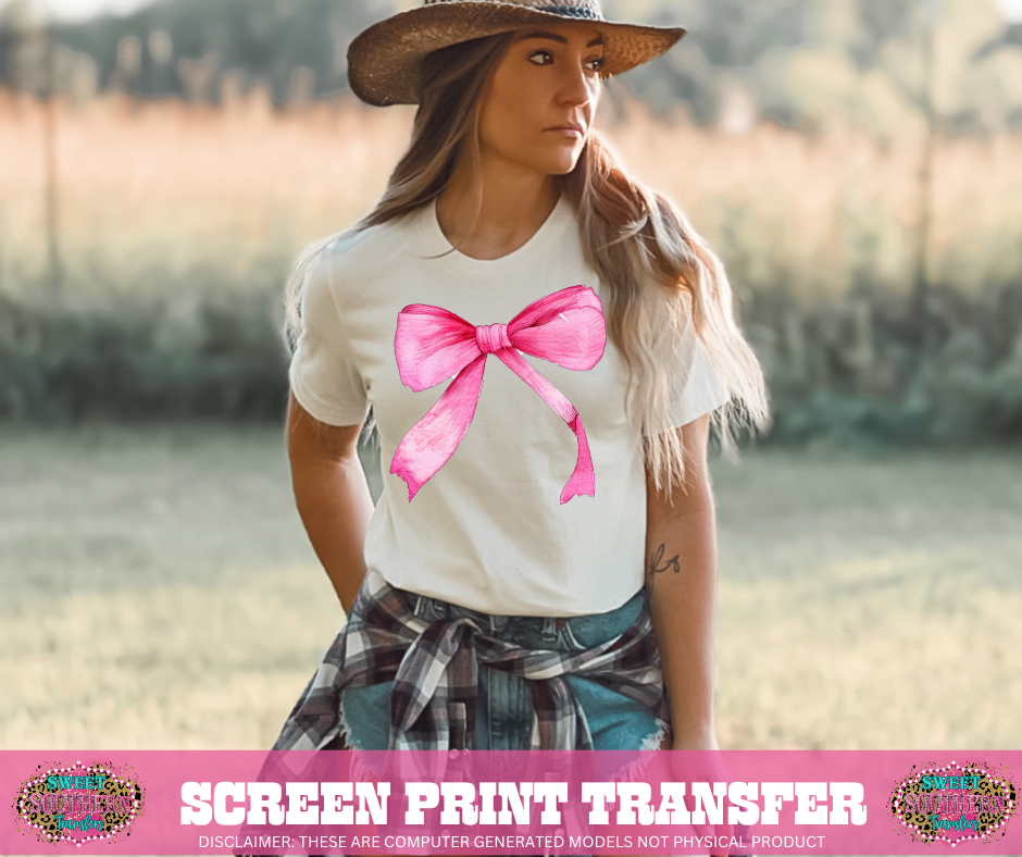 FULL COLOR SCREEN PRINT - PINK BOW