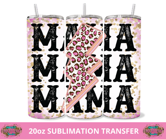 SUBLIMATION TRANSFER - MAMA PINK CHEETAH LIGHTING BOLT