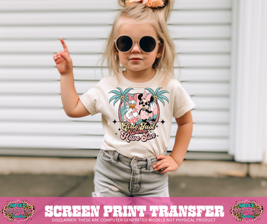 FULL COLOR SCREEN PRINT TRANSFERS - GIRLS JUST WANT TO HAVE SOME SUN