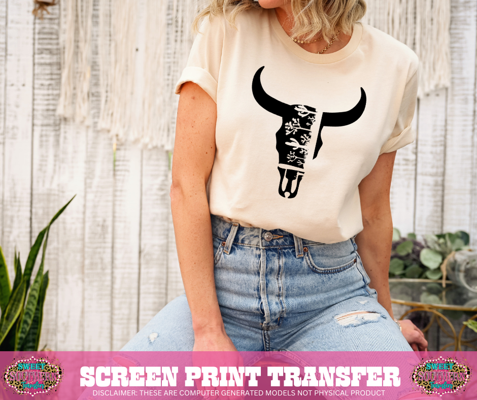 SINGLE COLOR SCREEN PRINT   - CACTUS COW