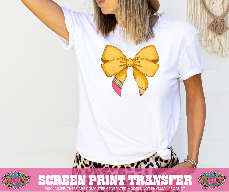 FULL COLOR SCREEN PRINT - PENCIL BOW