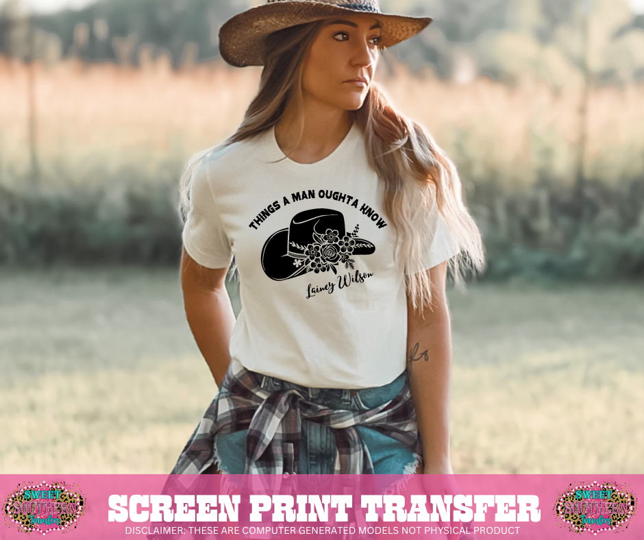 SINGLE COLOR SCREEN PRINT TRANSFER  - THINGS A MAN FLORAL HAT