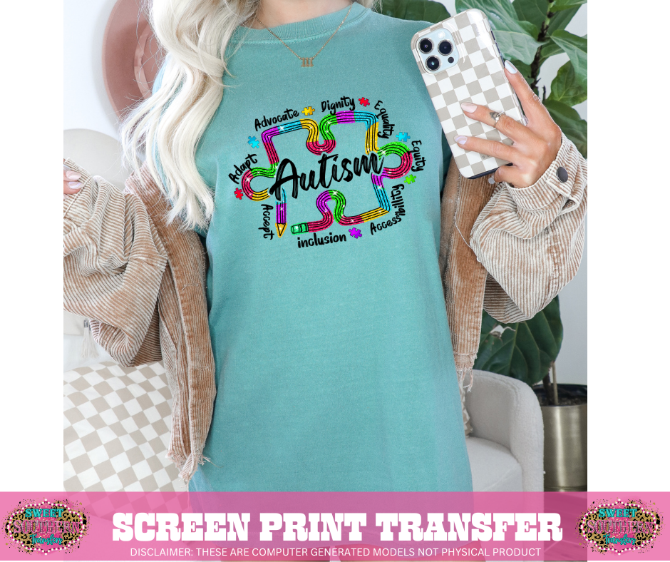 FULL COLOR SCREEN PRINT - AUTISM PUZZLE PIECE