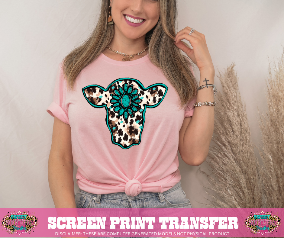 FULL COLOR SCREEN PRINT - BOHO COW