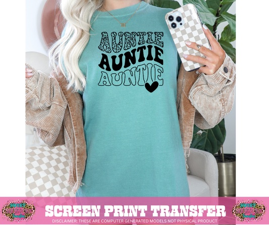 SINGLE COLOR SCREEN PRINT - AUNTIE STACKED HEART