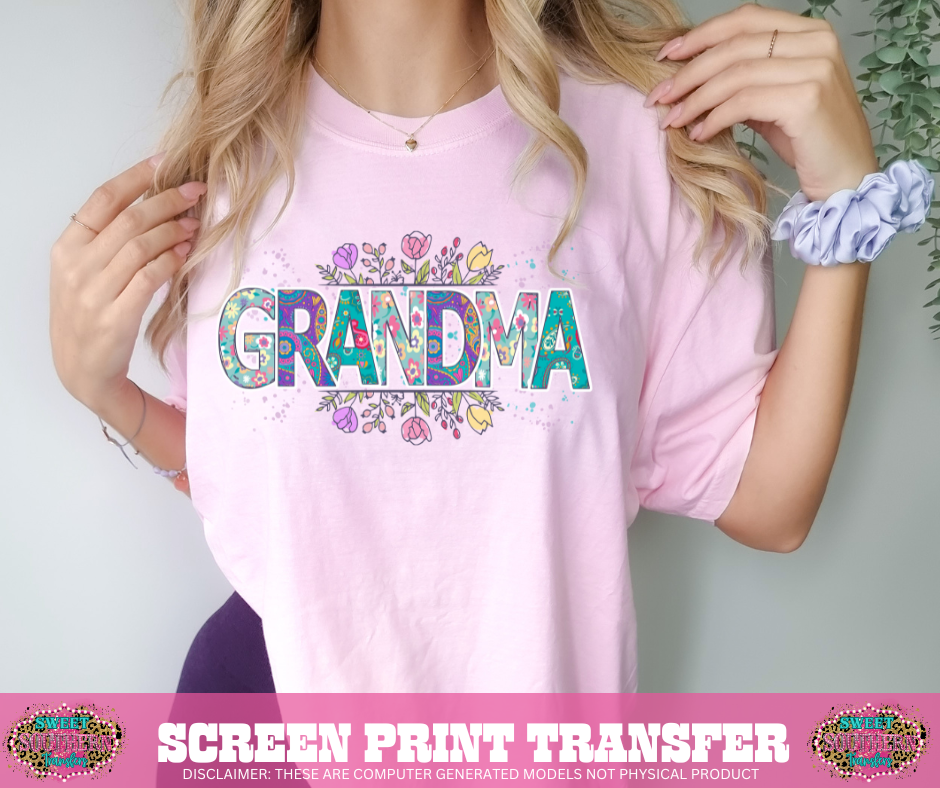 FULL COLOR SCREEN PRINT - GRANDMA FLORAL