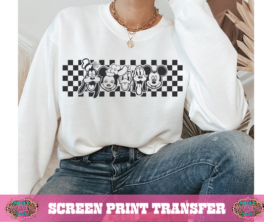 SINGLE COLOR SCREEN PRINT - CHECKERED FRIENDS