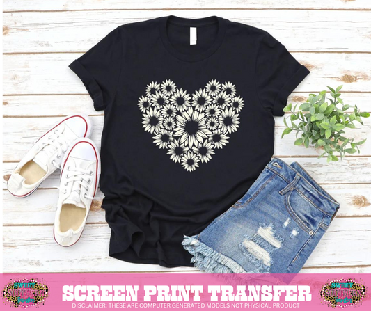 SINGLE COLOR SCREEN PRINT TRANSFER - SUNFLOWER HEART