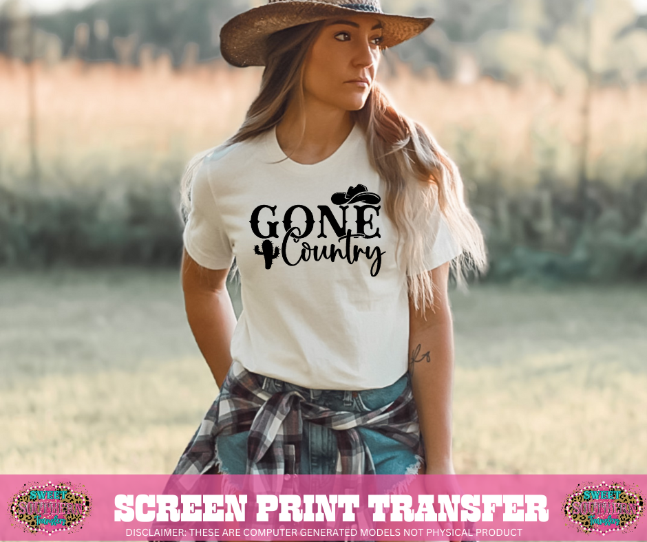 SINGLE COLOR SCREEN PRINT TRANSFER  - GONE COUNTRY
