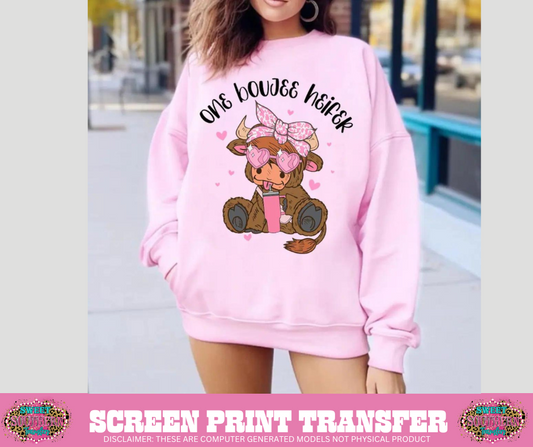 FULL COLOR SCREEN PRINT - ONE BOUJEE HEIFER VALENTINE