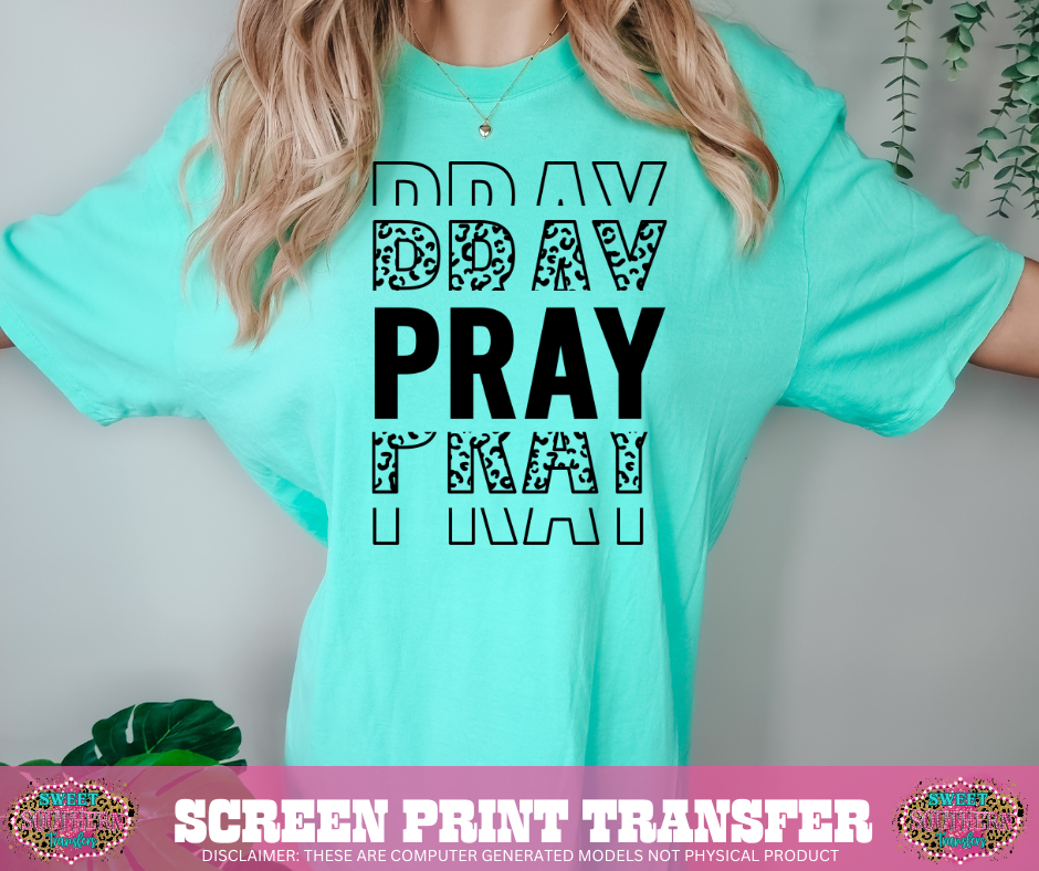 SCREEN PRINT - PRAY CHEETAH STACKED