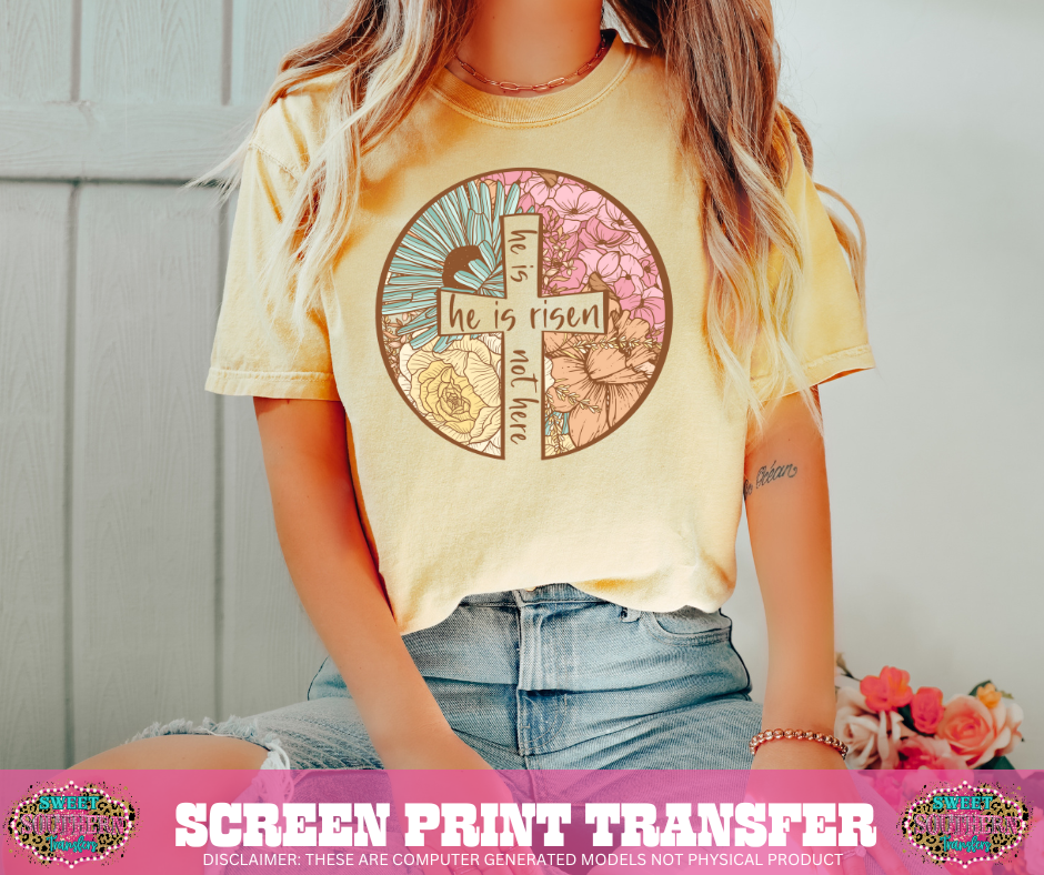 FULL COLOR SCREEN PRINT - HE IS RISEN CIRLCE