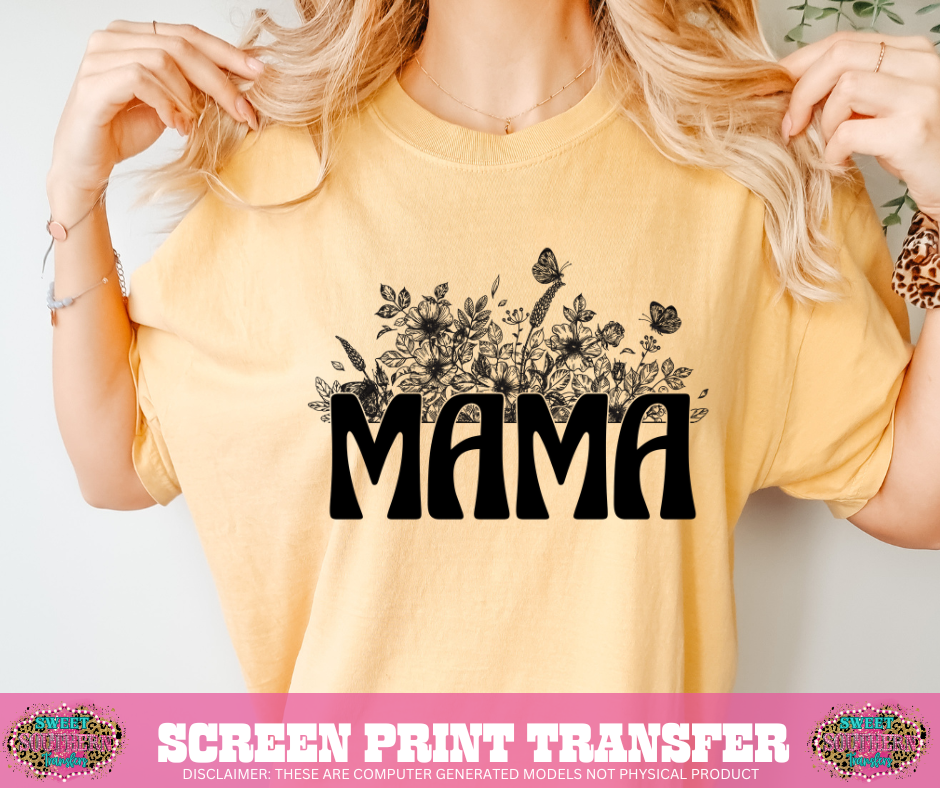 SCREEN PRINT - (READY TO SHIP) MAMA FLORAL BUTTERFLY