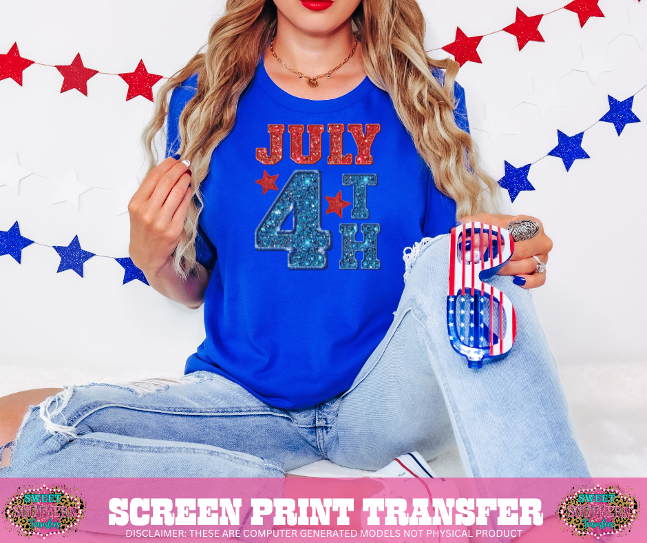 FULL COLOR SCREEN PRINT - 4TH OF JULY GLITTER