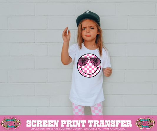 FULL COLOR SCREEN PRINT - CHECKERED BEACH SMILEY