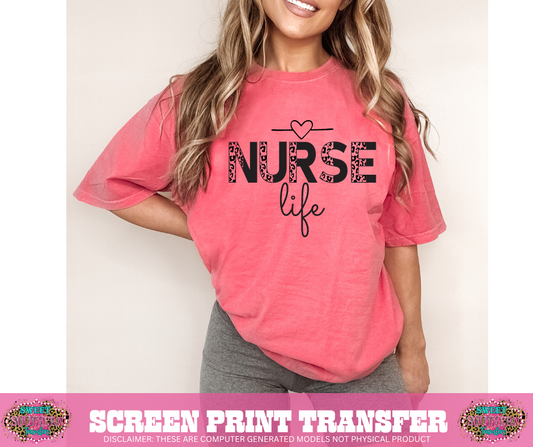 SINGLE COLOR SCREEN PRINT - NURSE LIFE CHEETAH