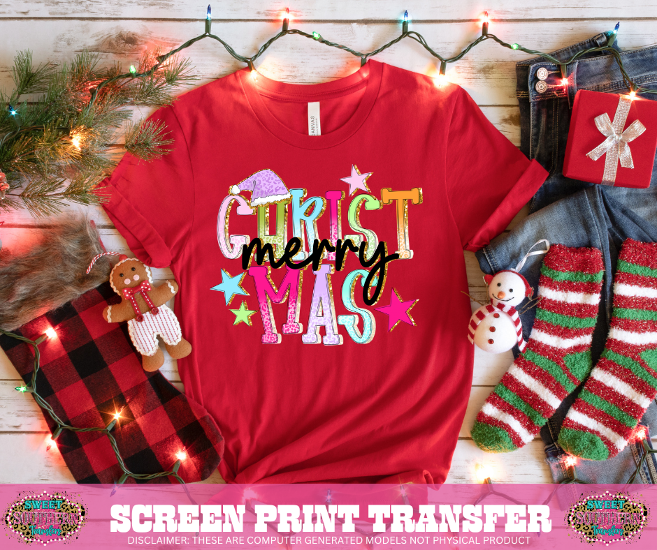 FULL COLOR SCREEN PRINT  - CHRIST MERRY MAS