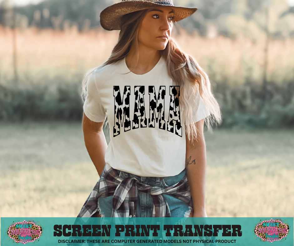 SINGLE COLOR SCREEN PRINT   - MAMA COW OUTLINE