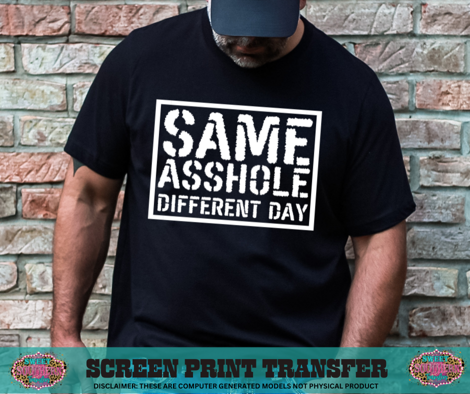 SINGLE COLOR SCREEN PRINT - SAME ASSHOLE DIFFERENT DAY