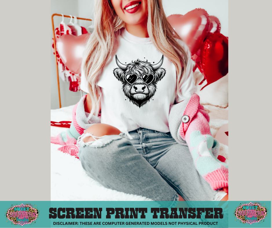 SINGLE COLOR SCREEN PRINT - VALENTINE COW