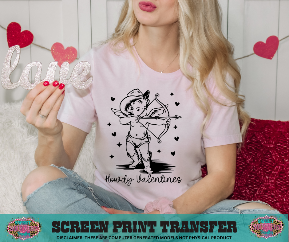 SINGLE COLOR SCREEN PRINT - HOWDY VALENTINE CUPID