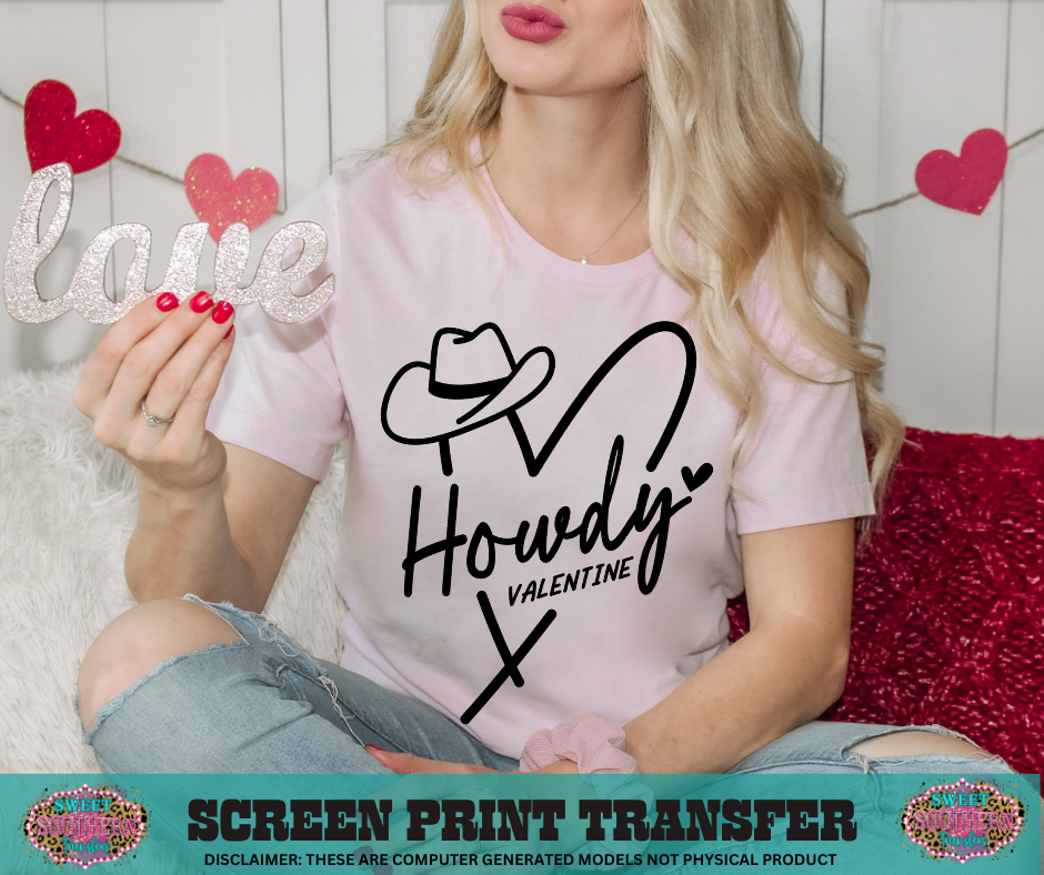 SINGLE COLOR SCREEN PRINT - HOWDY HEART COWBOY HAT