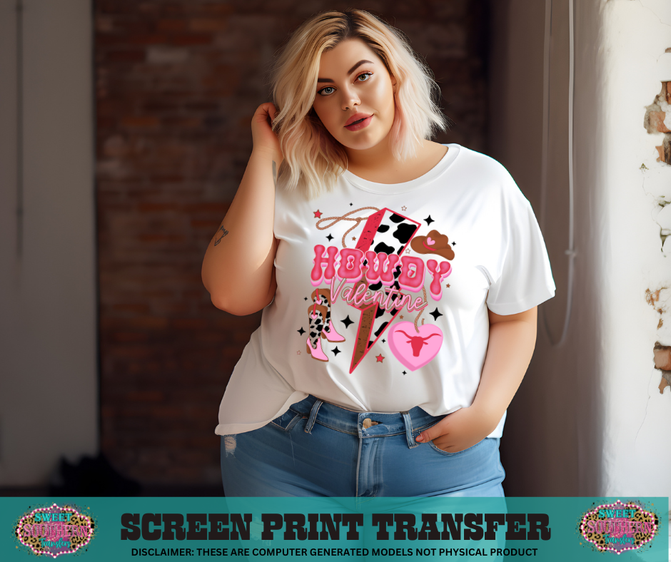 FULL COLOR SCREEN PRINT  -  HOWDY VALENTINE COW