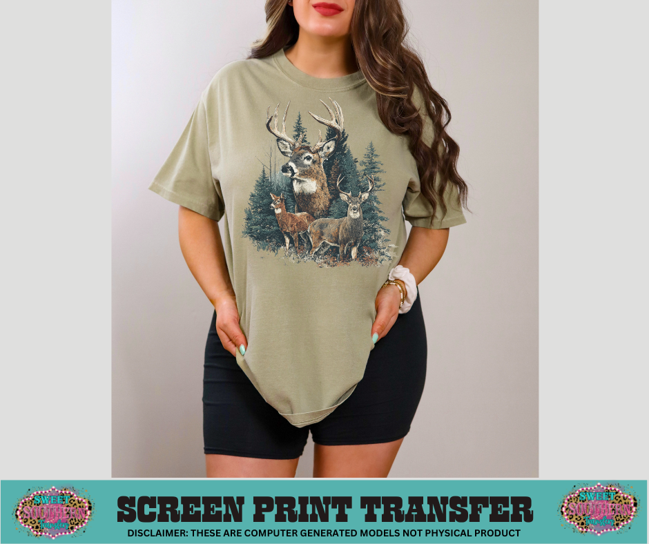 FULL COLOR SCREEN PRINT  -  DEER RUSTIC