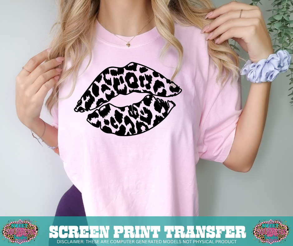SINGLE COLOR SCREEN PRINT - KISS LIPS CHEETAH