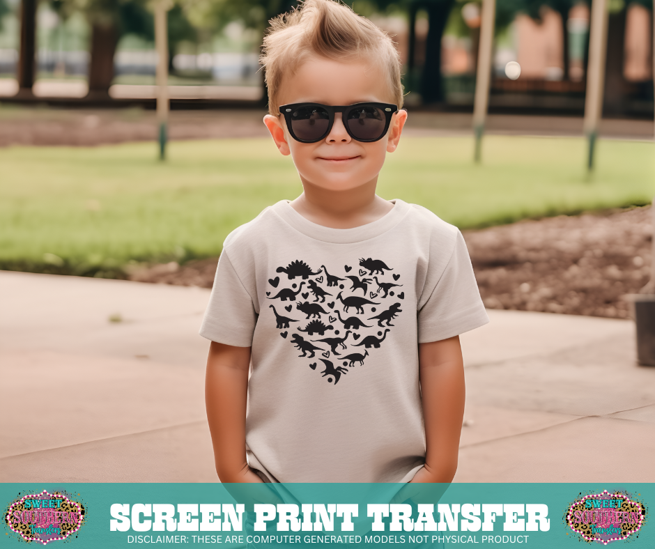 SINGLE COLOR SCREEN PRINT - DINO HEART