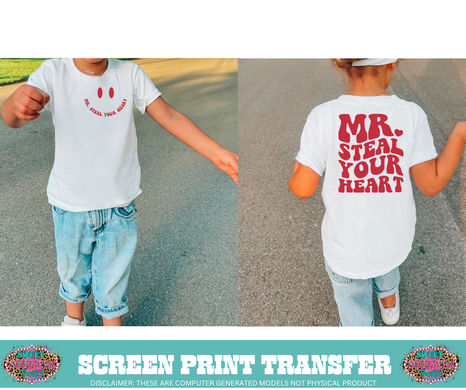 SINGLE COLOR SCREEN PRINT - MR. STEAL YOUR HEART RETRO