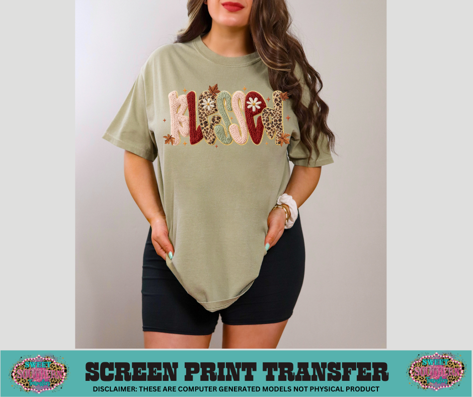 FULL COLOR SCREEN PRINT  - BLESSED CHEETAH LEAVES