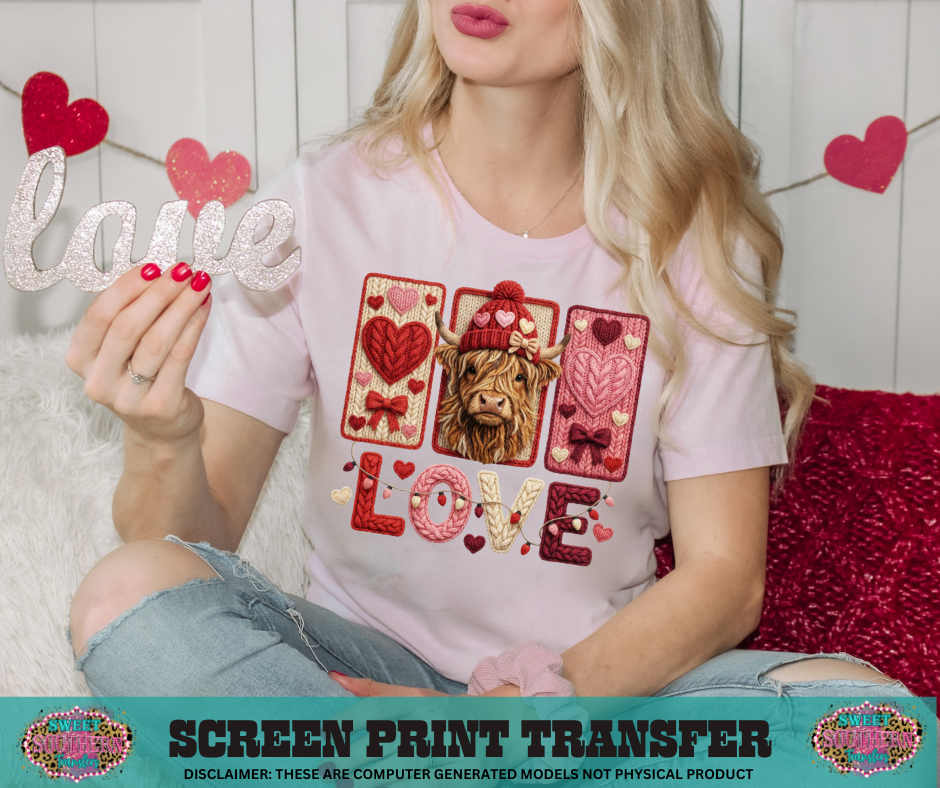 FULL COLOR SCREEN PRINT - LOVE HIGHLAND COW