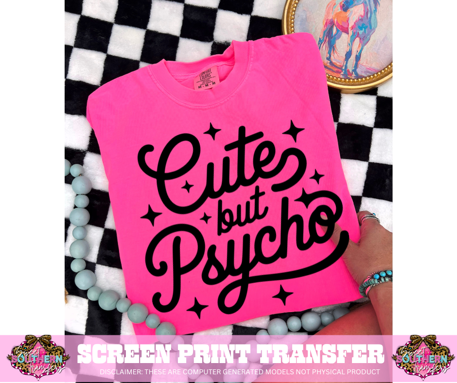 SINGLE COLOR SCREEN PRINT TRANSFER   - CUTE BUT....