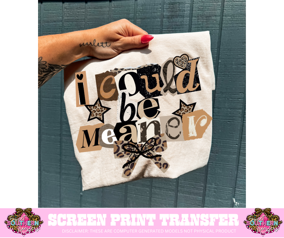 FULL COLOR SCREEN PRINT  - I COULD BE MEANER