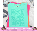SINGLE COLOR SCREEN PRINT TRANSFER   - TEAL BOW SHELLS