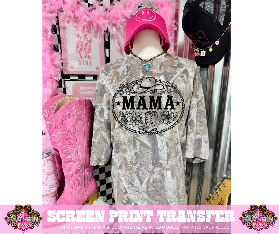 SINGLE COLOR SCREEN PRINT TRANSFER   - MAMA WESTERN