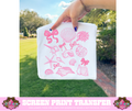 SINGLE COLOR SCREEN PRINT TRANSFER   - PINK SHELLS BOWS